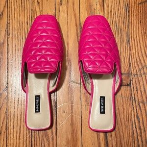 Brand New Nine West Fuchsia Quilted Mules Size 8
